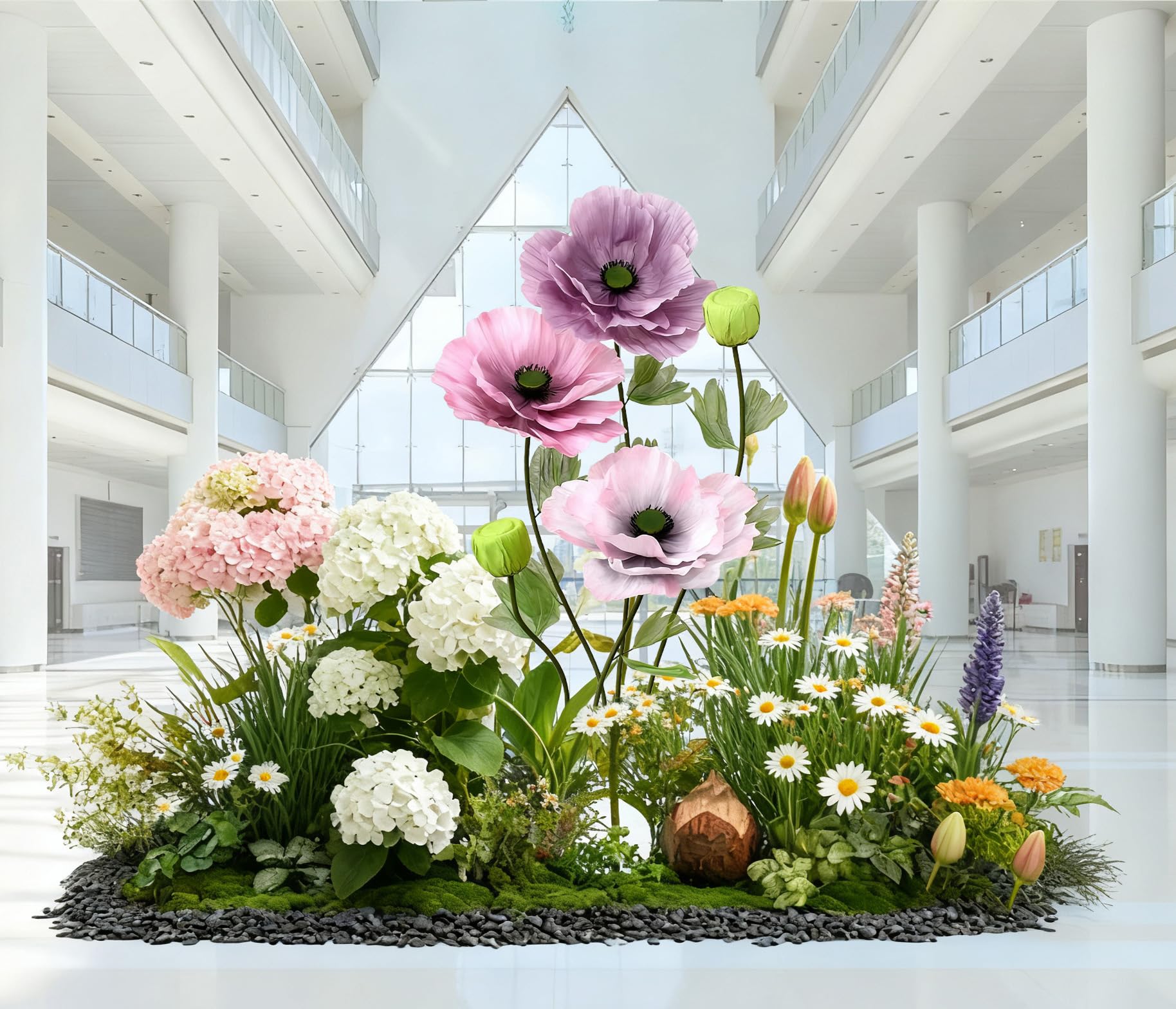 Photo 1 of BEAMON ARTIFICIAL FLOWER Standing Corn Poppy, Giant 5.58ft Life-Size Faux Blooms with Flexible Stem Metal Base Oversized Wedding Arch Decor, Party Backdrop,Garden Window Display(Colorful)