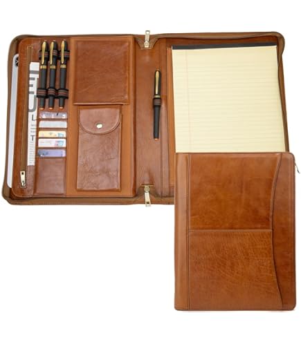 ELIZO Leather Portfolio Padfolio Leather Binder Folder for Men and