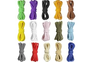 JESEP YONG 3mm No-Slip Bungee Cord - 15 Color Assortment - 1/8 Inch Strong Elastic String for Crafts, Kayak Tie Downs,Sports Gear,Hair Bands, Sewing，Shoe Laces, Camping & DIY Projects