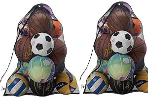 DoGeek Heavy Duty Football Net Bag (10-12 Balls) Basketball Tennis Bag for Coaches Soccer Ball Bag Net Extra Large Mesh Drawstring Bag