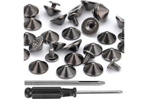 YORANYO 100 Sets Cone Spikes and Studs 4.7MM Height Gun Metal 3/16" Bullet Spikes Screw Back Punk Studs and Spikes for Clothing Shoes Leather Craft Belts Bag Rivets with Installation Tools