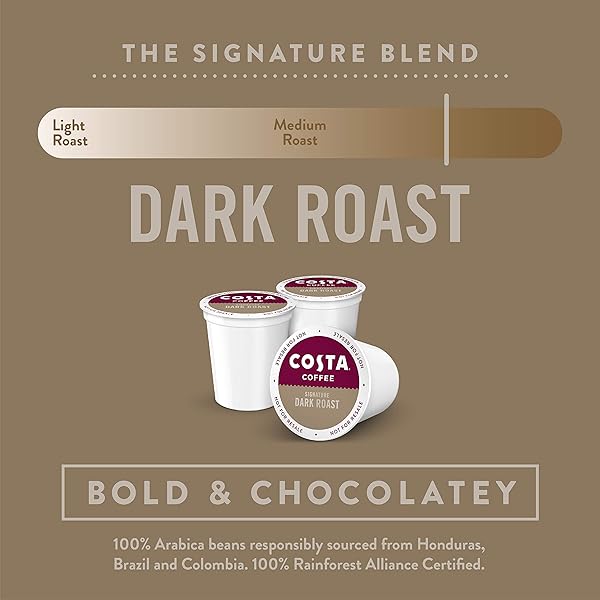 COSTA COFFEE DARK ROAST SINGLE SERVE PODS – SIGNATURE BLEND – 10 CT BOX