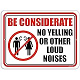 Honey Dew GiftsQuiet Signs, Be Considerate No Yelling 9 inch by 12 inch, Aluminum Home and Kitchen Sign, Building Signs, Made in USA, HDG-1163