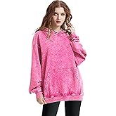 LE VONFORT Womens Oversized Hoodies Unisex Casual Hooded Sweatshirts Vintage Wash Cotton Mens Pullover Tops