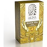 Akina Single-Origin Peach Black Tea Bags | 100% Naturally Fruit Flavored Tea Bags, Kenyan Origin, Gourmet, Hot Beverage (20 Envelope Tea Bags, 40g) | 2-pack | 40 bags total