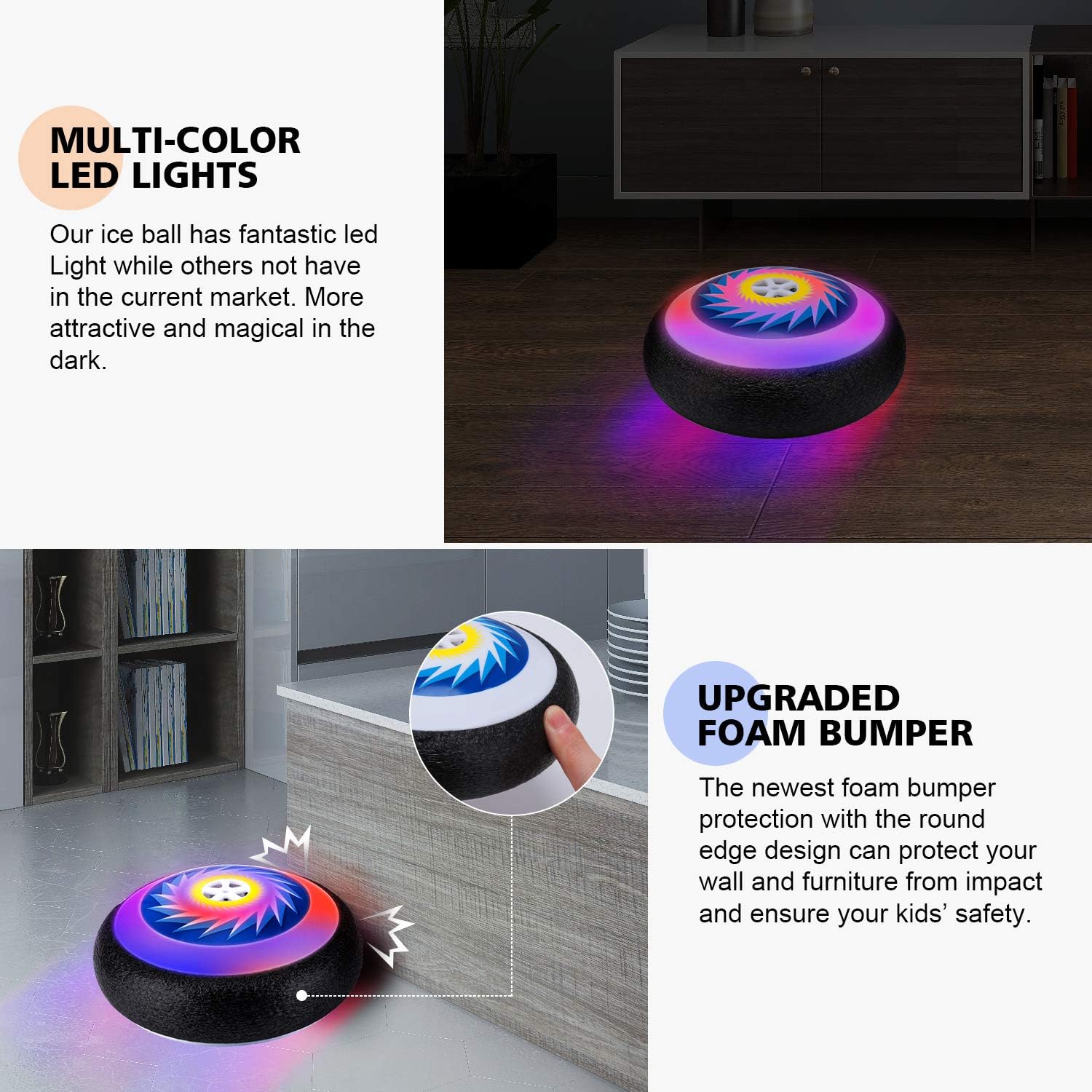 Hover Hockey Set Boys Toys, Hovering Hockey Game with 2 Goals and Led Lights, Indoor Air Soccer Hover Ball Gifts for 3 4 5 6 7 8 9 10 11 12 Year Old Kids: Toys & Games