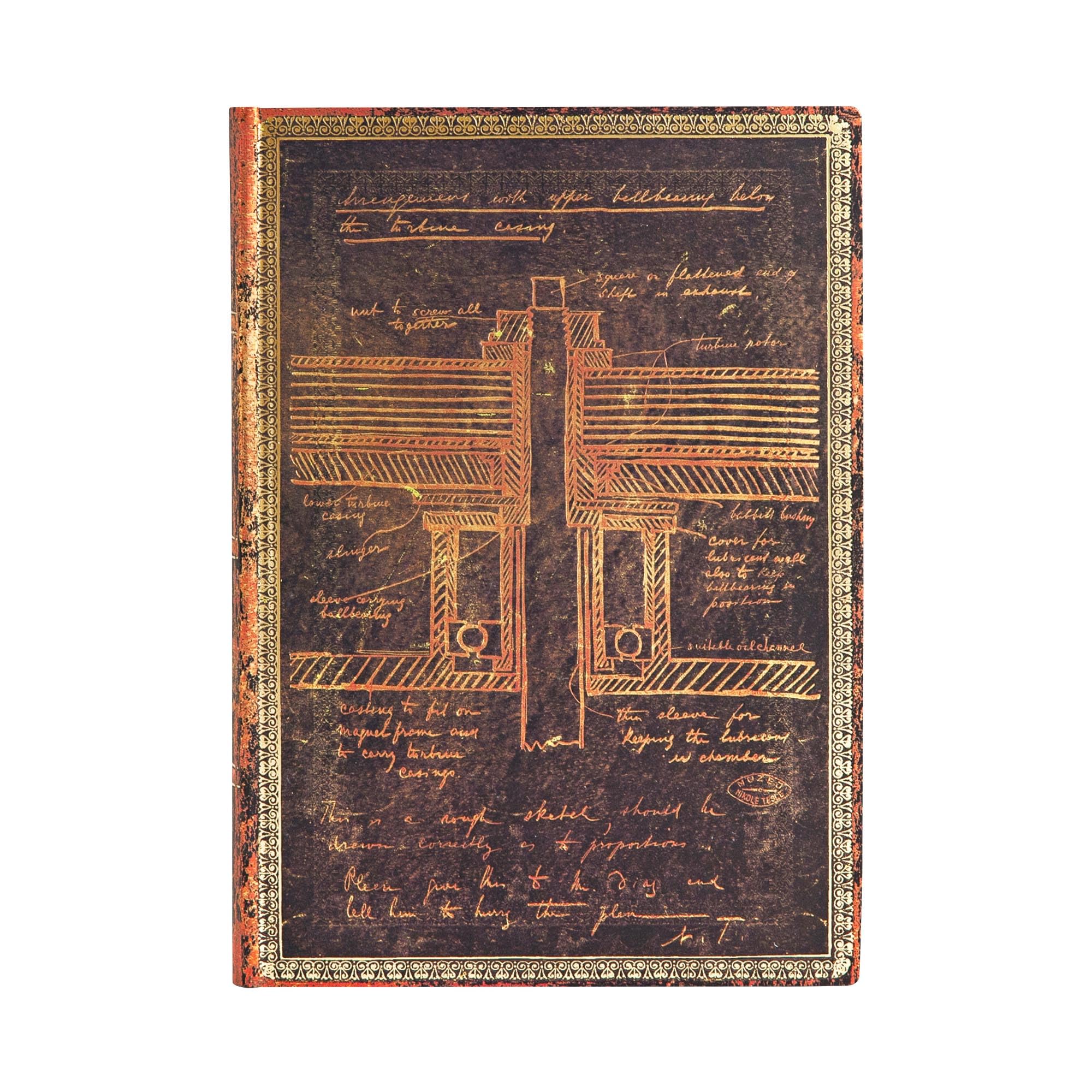 Paperblanks | Softcover Flexis | Tesla, Sketch of a Turbine | Lined | Midi (130 × 180 mm), FB6434-3