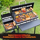 SUNLIFER Charcoal BBQ Grill With Offset Smoker Large Barrel 62x30CM view 5