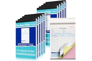 Lincia 10 Pack Purchase Order Book 3 Part Carbonless Purchase Order Forms for Small Business with Carbon Copies Cover, 50 Sets Per Book, 8.4 x 5.5 Inch