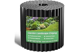 QUOBIAD Metal Garden Edging for Landscaping, 12 Inch X 20 Ft Corrugated Shed Skirting Sturdy Landscape Edging Border for Flower Bed, Lawn, Garden Fence, Black