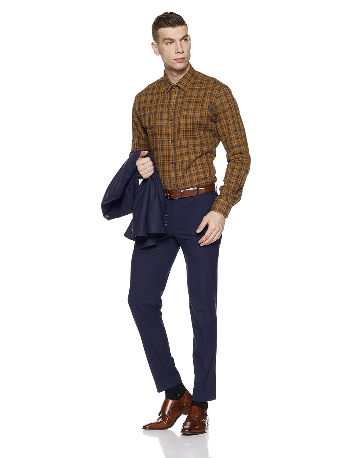 park avenue men's checkered regular fit formal shirt