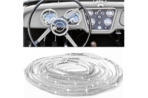 Emoin Bling Car Trim Self-Adhesive Car Interior Exterior Accessories 16.4 ft Car Accessories for Women DIY Bling Car Stickers Car Dashboard Decorations Car Ornaments（White)