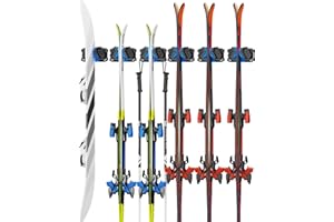 Skifavs Ski Wall Mount, Ski Snowboard Storage Rack Tool Organizers Wall Mount, Ski Storage Rack for Garage Organizer, Fits Any Ski or Snowboard, Heavy Duty Nonslip Snowboard Wall Storage Rack - Blue