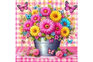 AIBOERL Diamond Art Kits for Adults,Pink Daisy 5D Diamond Painting Kits Diamond Art Kits Diamond Painting,Full Drill Diamond Art DIY Crafts Diamond Dot for Home Decor Gift [13.7x13.7inch]