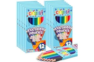 CRAIIBY Premium Colored Pencils, Soft Core, 144 Count (Pack of 12), 12 Colors Pre-sharpened Color Pencils Bulk, Back to School Supplies, Classroom Prizes