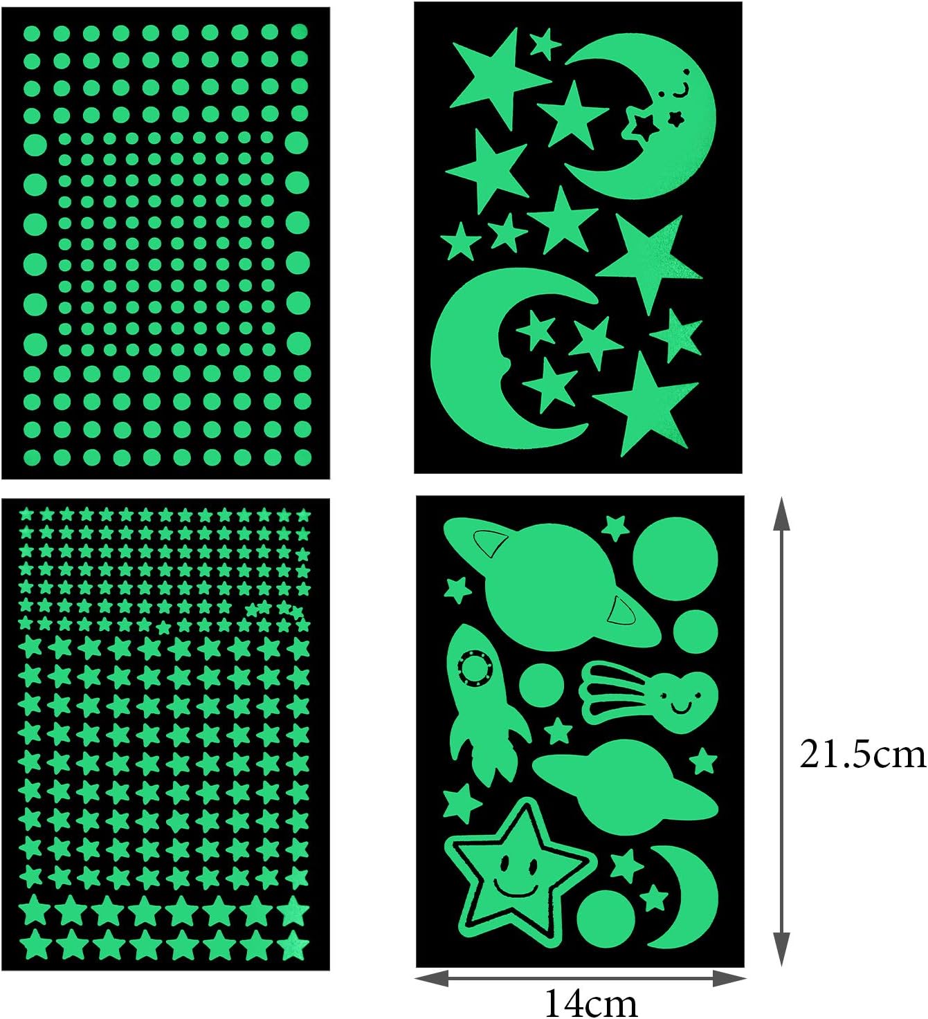462 Pieces 3D Wall Stickers Luminous Dots Stars and Moon Wall Decals Glow Stars Starry Sky Shining Decals Fluorescent Stars and Moon Wall Decor for Kids Nursery Bedroom Ceiling DIY - Image 3
