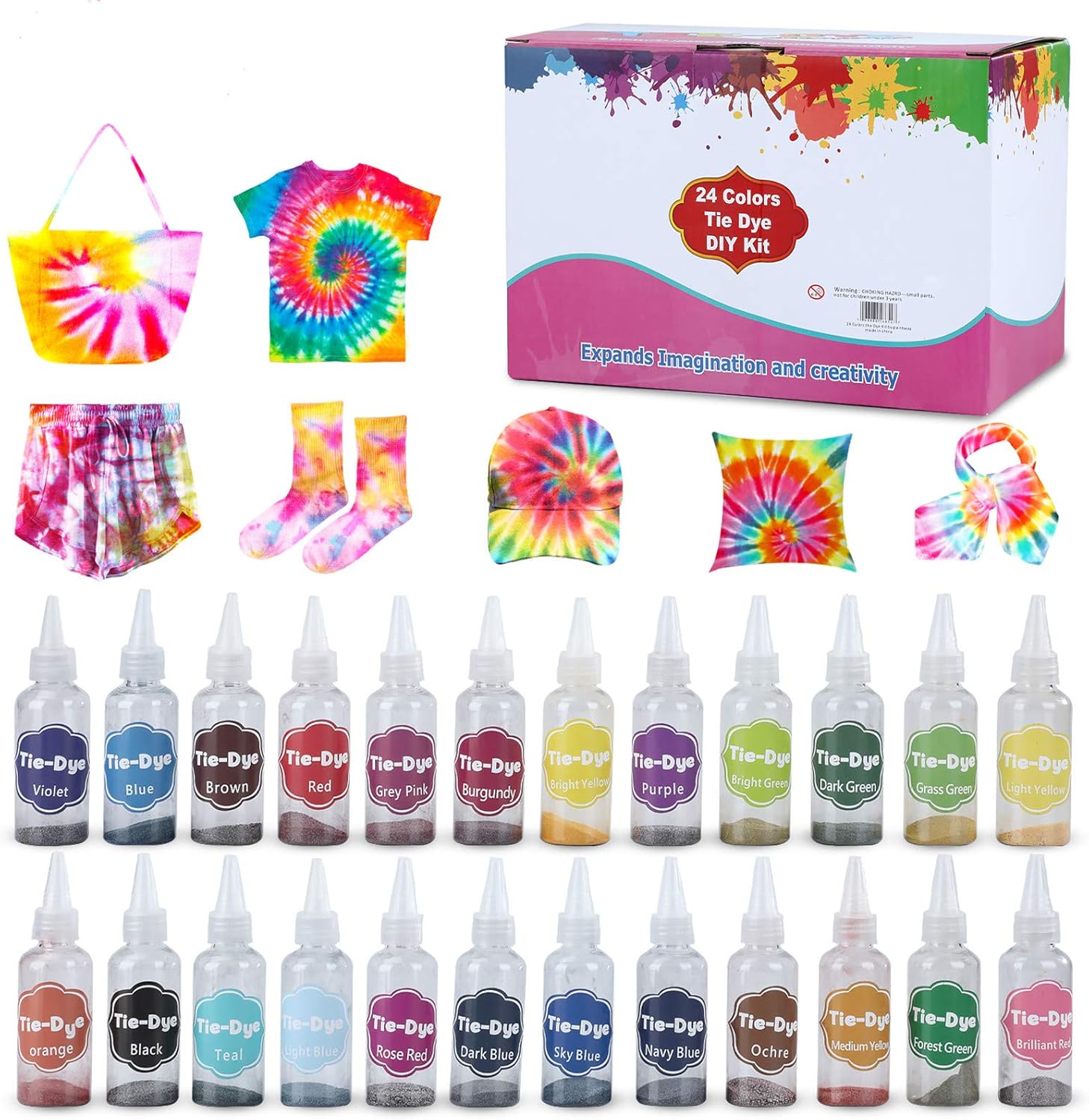 24 Colors Fabric Tie Dye Kit for Party, Gathering, Festival