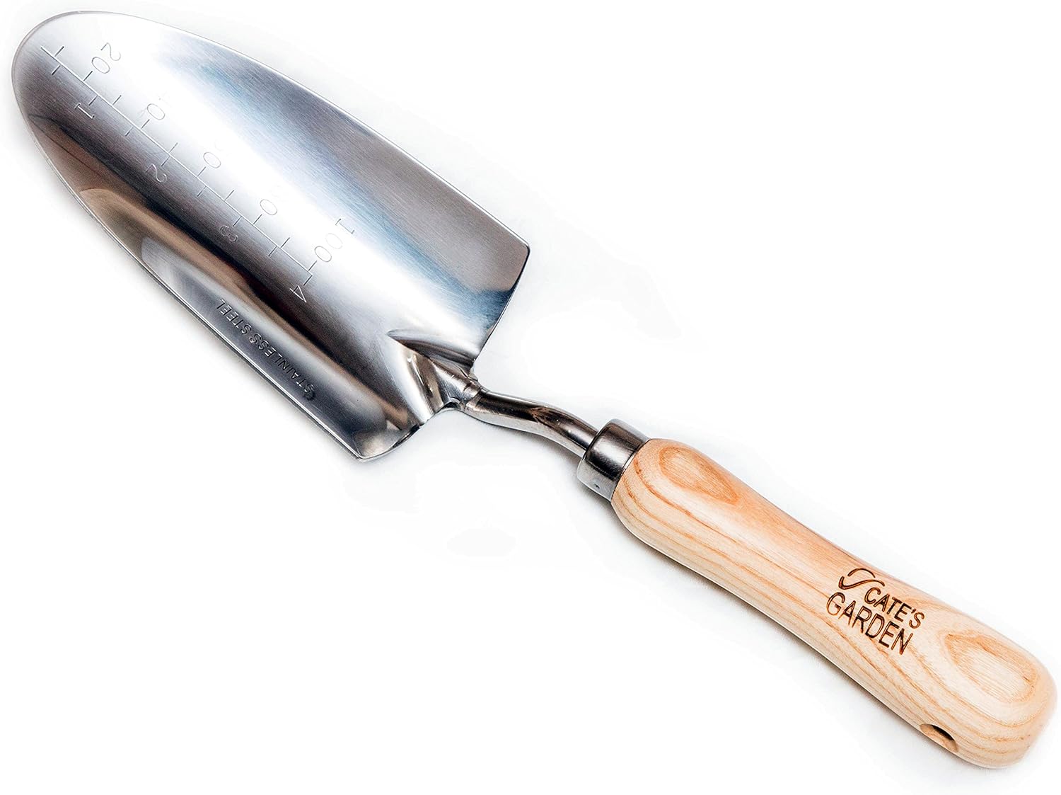 Cate's Garden Hand Trowel - Dig, Shovel and Plant - Heavy Duty Stainless Steel Garden Spade Tool, Smooth Vintage-Style Natural Ash Wood Handle and Leather Strap : Garden & Outdoor