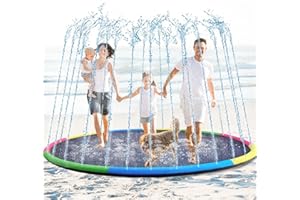 Lewtemi 8 ft Giant Nonslip Splash Pad 96" for Adult Kids and Dog, Thicken Sprinkler Pool Summer Outdoor Water Playmat for Backyard, Fun Backyard Fountain Pad(Stylish)