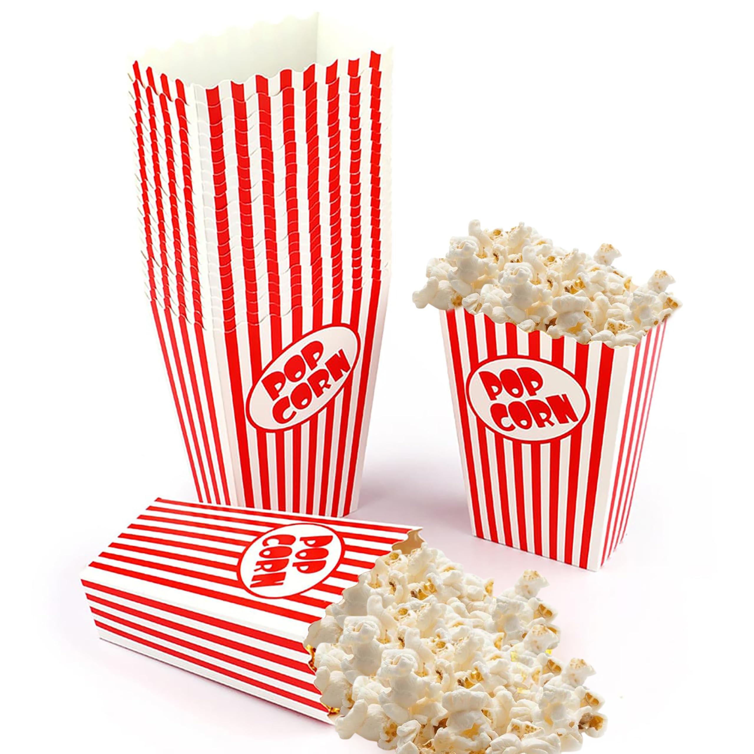 Photo 1 of 100 Pcs Small Popcorn Boxes for Party 5.5 Inches Tall Red & White Striped Popcorn Bags Mini Popcorn Buckets & Popcorn Bowl for Movie Theater, Home, Carnival Decorations (100)