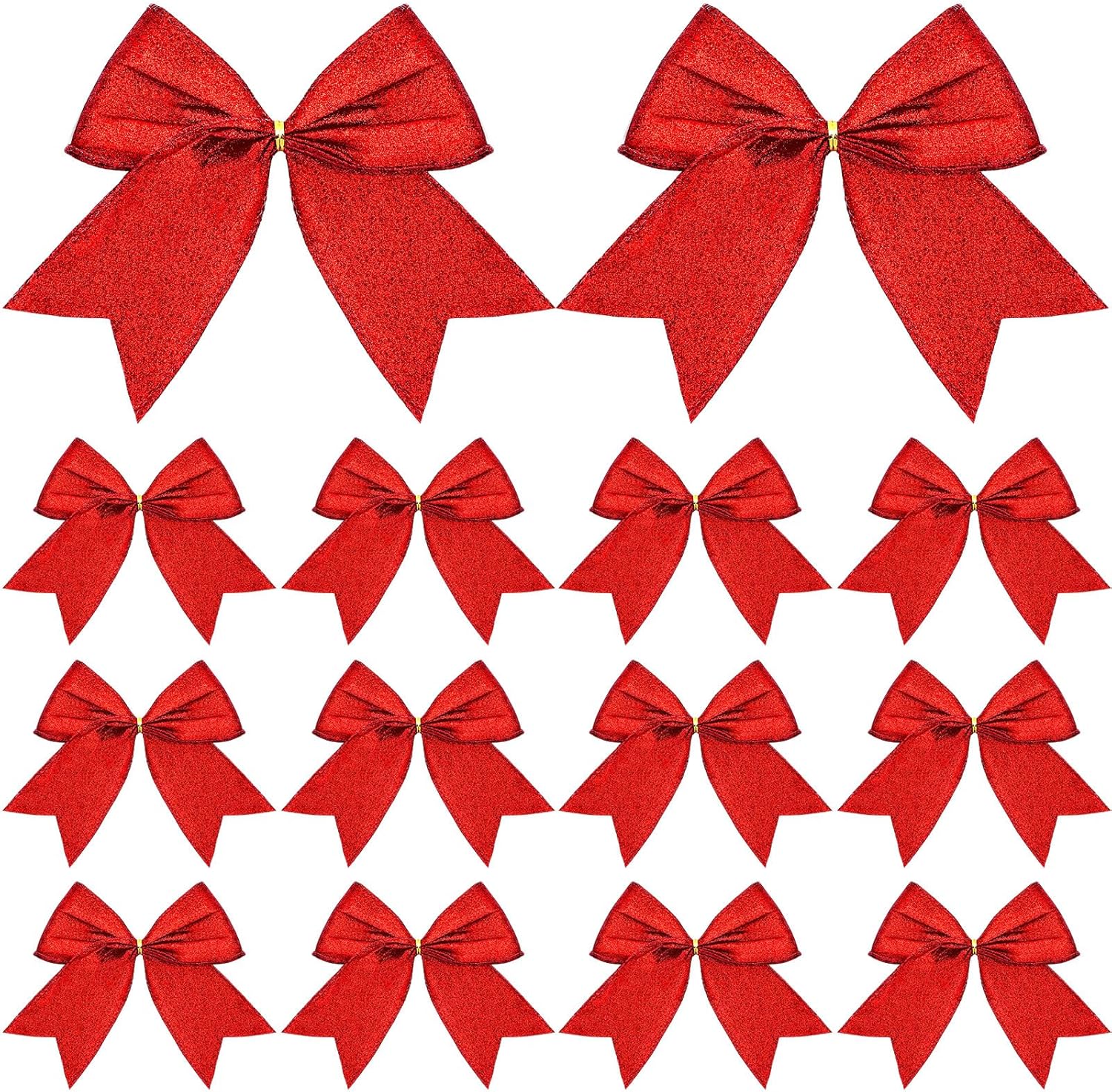 Bows & Ribbons - Cindeer 24 Pcs 6 Inch Christmas Bow Decorations Glitter Christmas Wreaths Tree Bow Sequin Ties Xmas Bows for DIY Craft Gift Wrapping Holiday Party Basket Ornaments (Red)