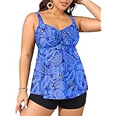 Yonique Women's Plus Size Tankini Swimsuits with Shorts Two Piece Bathing Suits Ruffle Swimsuits Tummy Control Swimwear