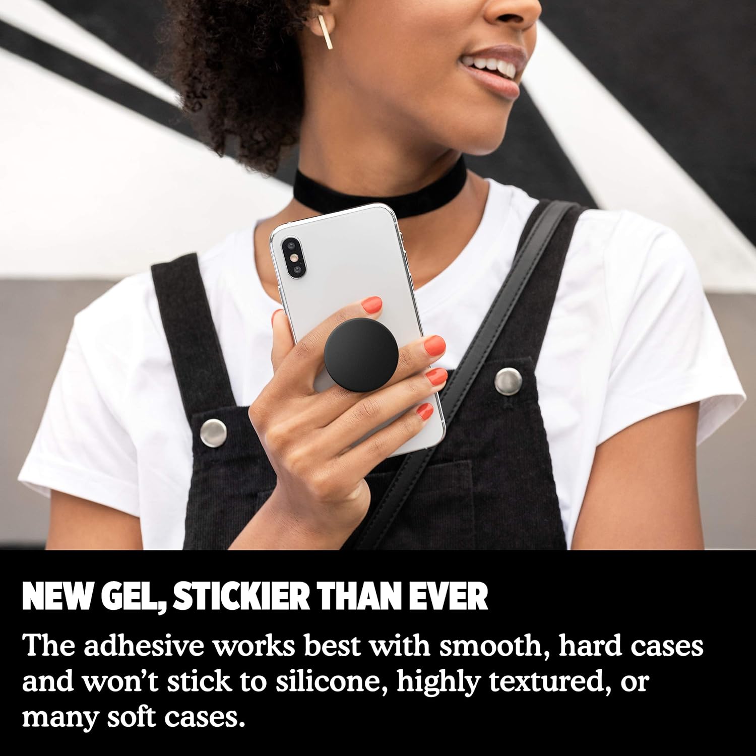 PopSockets: PopGrip with Swappable Top for Phones & Tablets - Aluminum Black
