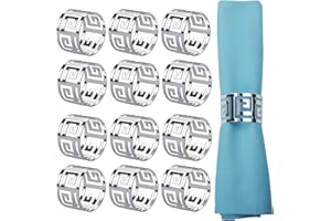 LogHog Silver Napkin Rings Set of 12,Attractive Glossy Napkin Ring Metal Buckles,Elegant Napkin Rings for Table Setting at Th