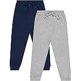 Sezzit 2-Pack Boys’ Fleece Joggers – Heavyweight Sweatpants with Pockets, Ribbed Cuffs, and Adjustable Drawstring