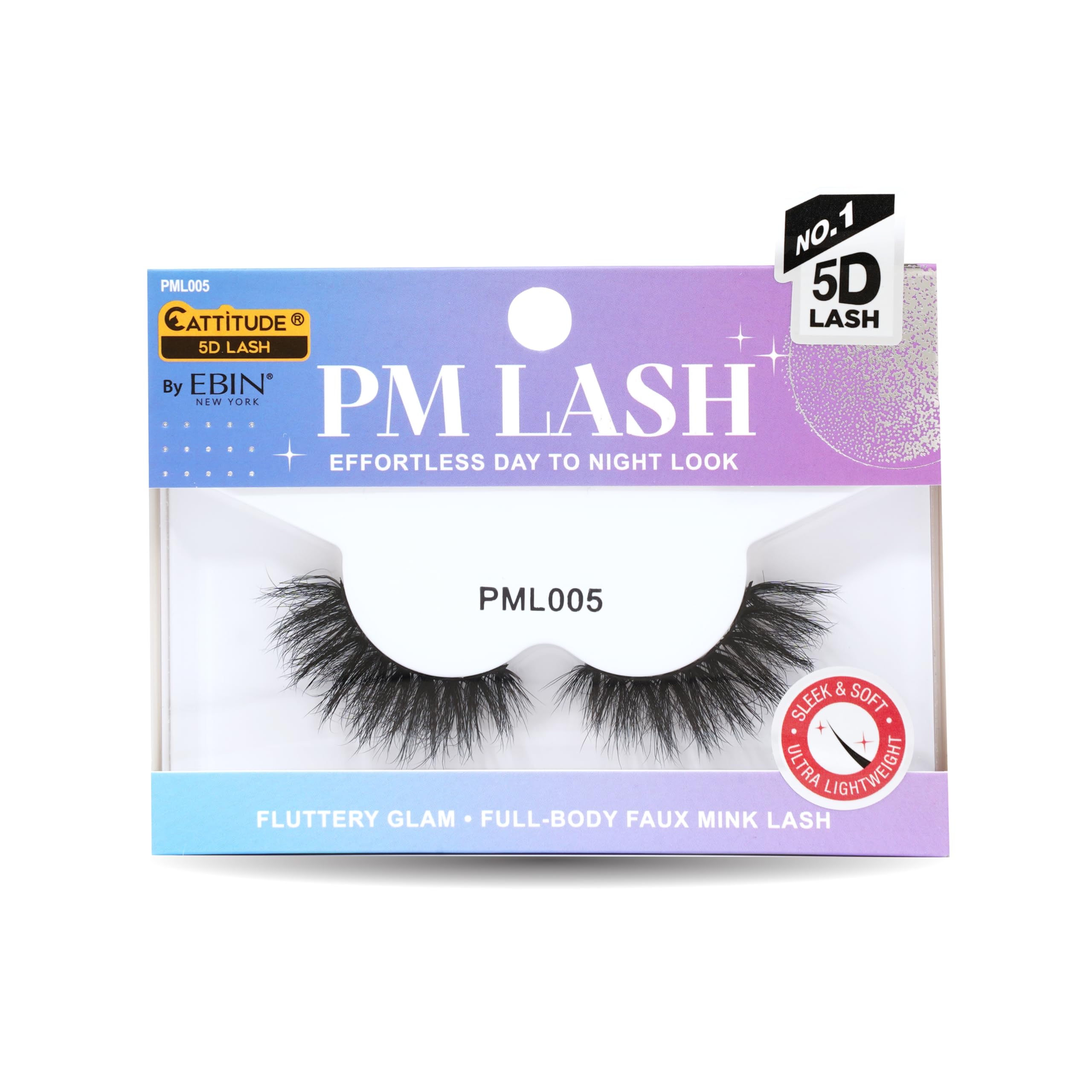CATTITUDE 5D AM/PM False Eyelashes - Bold, Cat-Eye Style, Soft Faux Mink & Ultra Lightweight, Invisible Clear Band, Easy to Apply, Reusable, Natural Everyday Evening Look, Cruelty Free
