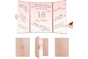 Crenics Rose Gold 18th Birthday Decorations, Creative 18th Birthday Guest Book Alternative, Large 18th Birthday Signature Book 12" x 18", Great 18 Years Old Birthday Gifts for Girls