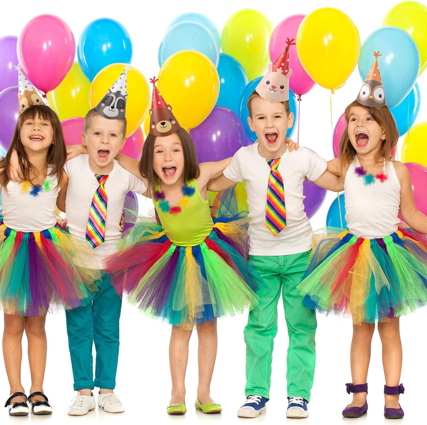 16 Pieces Animal Party Cone Hats Summer DIY Animal Paper Cone Hat Cartoon Birthday Hats Colorful Art Craft Caps for Kids Adults, Animal Party Decoration Game Supplies: Toys & Games