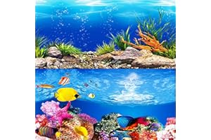 ELEBOX New 20" x 48" Fish Tank Background Paper Wallpaper 2 Sided Colorful Seaweed Water Plants Aquarium Background HD Poster Decorations