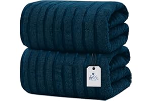 DAN RIVER Pack of 2 Bath Sheet 35x70 Inches, Big Towels Oversized Extra Ribbed Large Bath Sheets, Absorbent Quick Dry Towels - Blue Opal