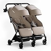 Mompush Lithe Double Stroller, Lightweight Side by Side, Infant &amp; Toddler | 25 lbs design, 31.1-inch width fits doorways, one-step fold, independent recline, UPF50+ canopy, all-wheel suspension