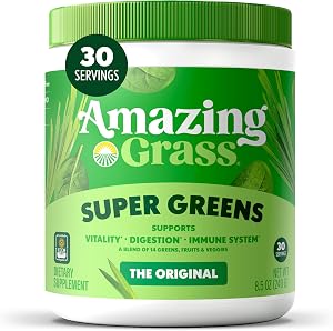 Amazing Grass Super Greens Powder, Organic, Greens Superfood Powder, Smoothie Supplements, Supports Digestion, Probiotics, Sp