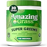 Amazing Grass Greens Blend Superfood: Greens Powder Mix for Energy, with Organic Spirulina, Chlorella, Beet Root Powder, Digestive Enzymes & Probiotics, Original, 30 Servings (Packaging May Vary)