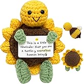Funny Positive Turtle Valentines Day Gifts for Women Men - Inspirational Birthday Gifts for Friends, Mom, Sisters, Coworkers, Crochet Turtle with Encouragement Card, Home Decor Emotional Cheer Support