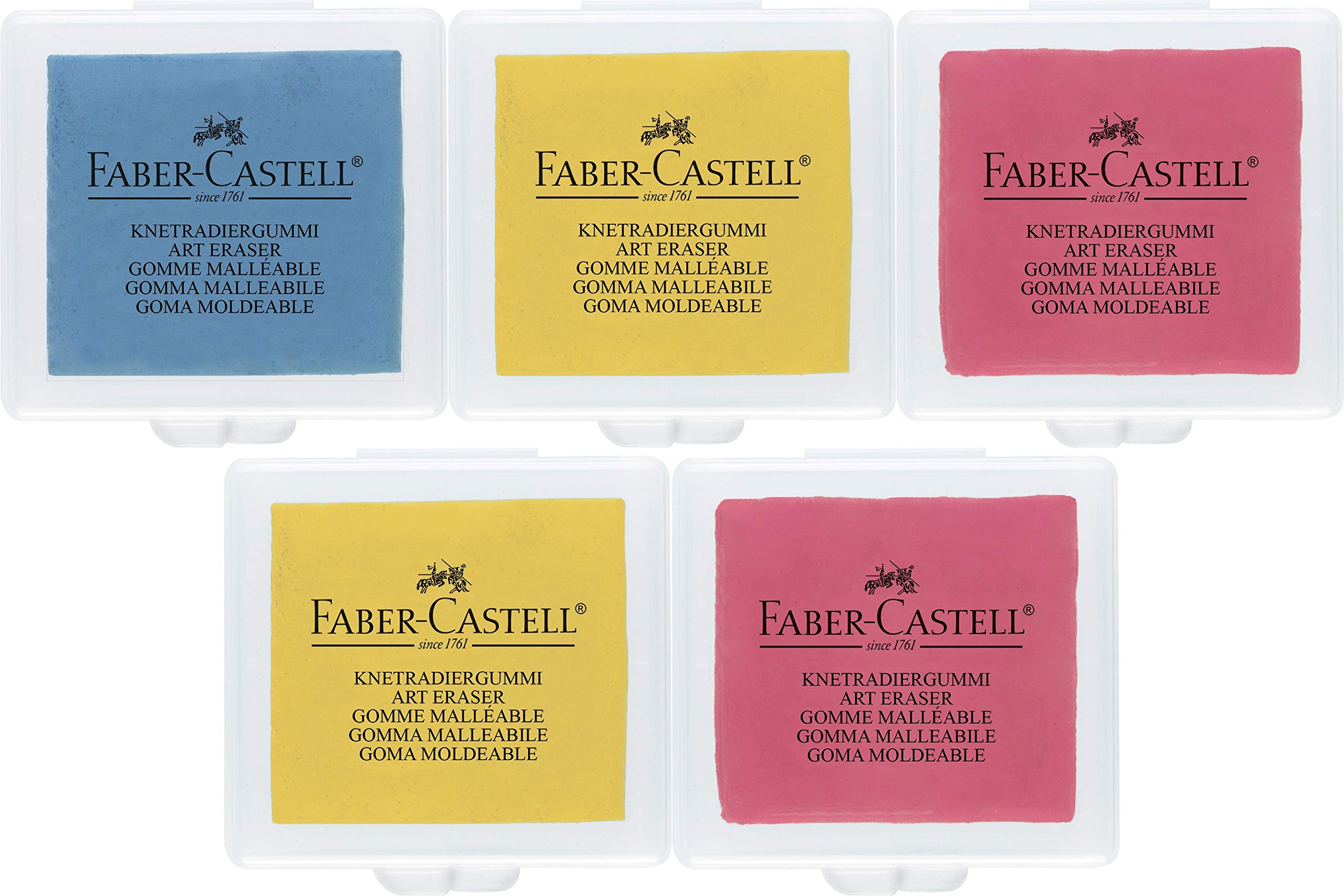 Faber-Castell - Art Eraser Modelling Erasers (Random Color in Yellow, Red or Blue | Pack of 5)