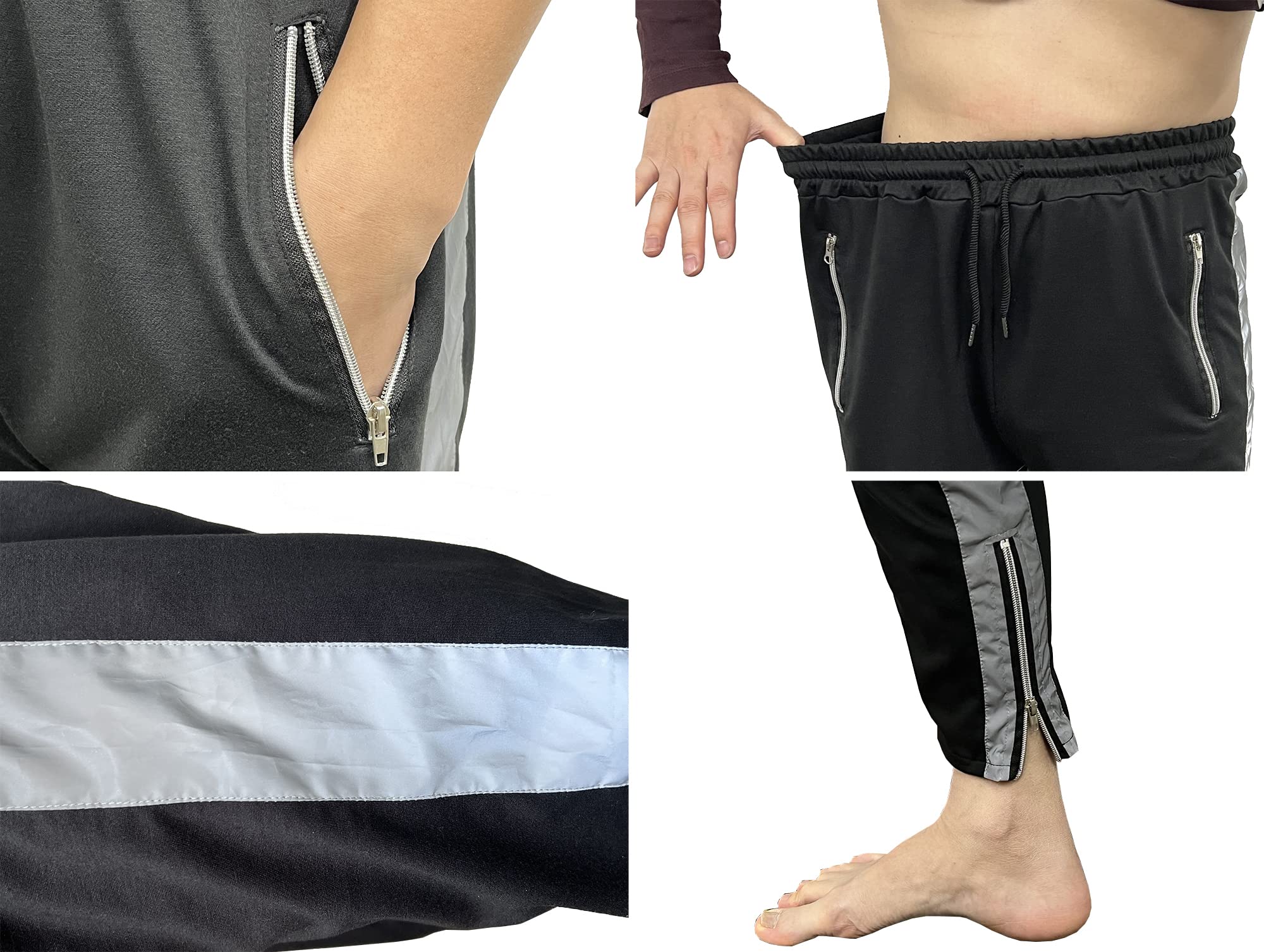 LZLRUN Reflective Striped Pants Men Brand Hip Hop Dance Fluorescent Rave Trousers Casual Harajuku Night Sporting Jogger