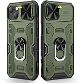 Caka for iPhone 14 Plus Case, 14 Plus Case with Camera Cover & Kickstand, Built-in 360°Rotate Ring Stand Magnetic Magnet Protective Phone Case Cover for iPhone 14 Plus -Green