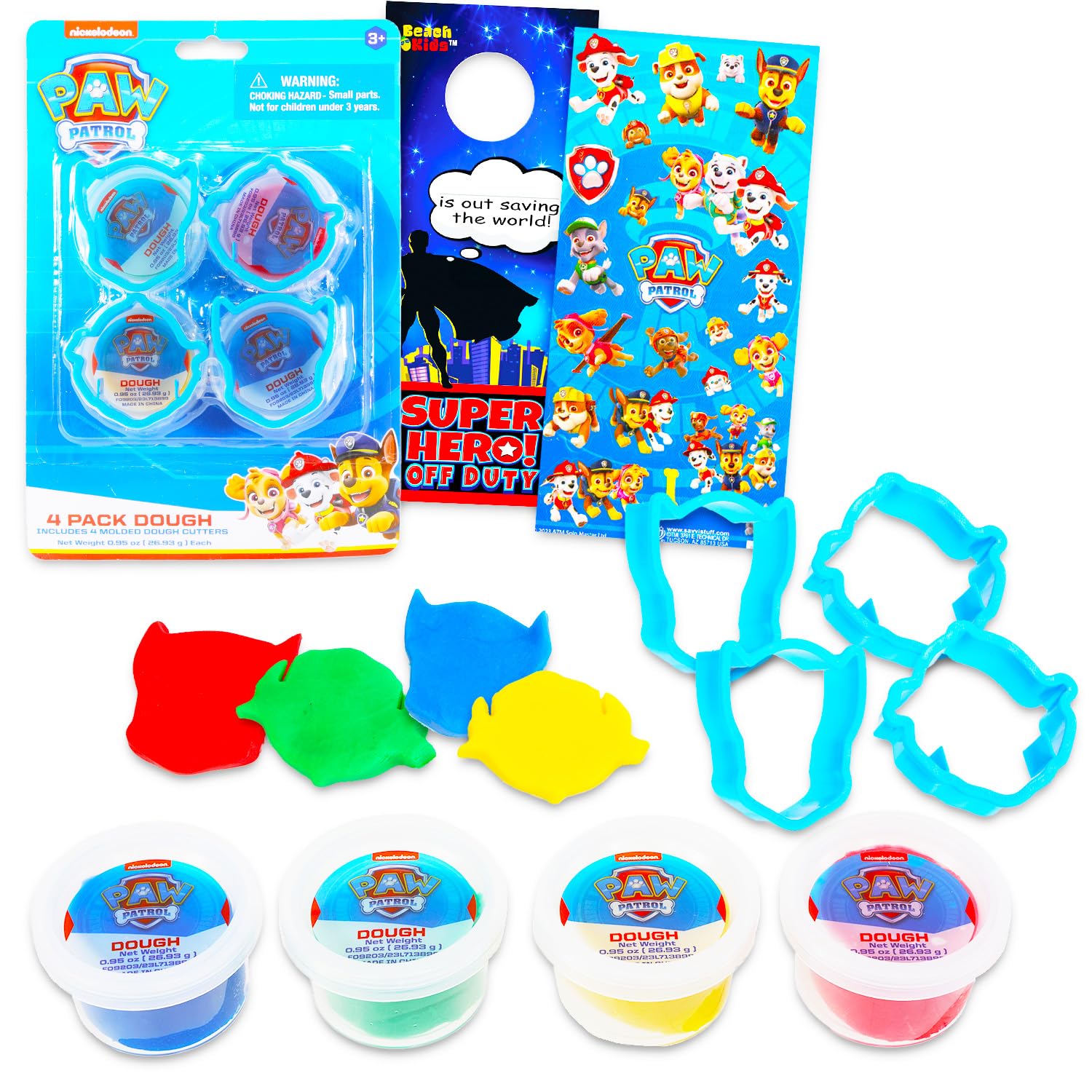 Photo 1 of Paw Patrol Dough Play Set - Bundle with 4 Paw Patrol Tubs with Cutters for Boys, Girls Plus Stickers | Sensory Dough for Kids