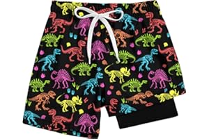 Cozople Boys Swim Trunks Compression Liner Swim Shorts Quick Dry Bathing Suit with Boxer Brief Swimwear 4-10T