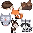 Honoson 45 Pcs Woodland Creatures Cutouts - Forest Animal Party Decor, Cake Toppers, Baby Shower Supplies