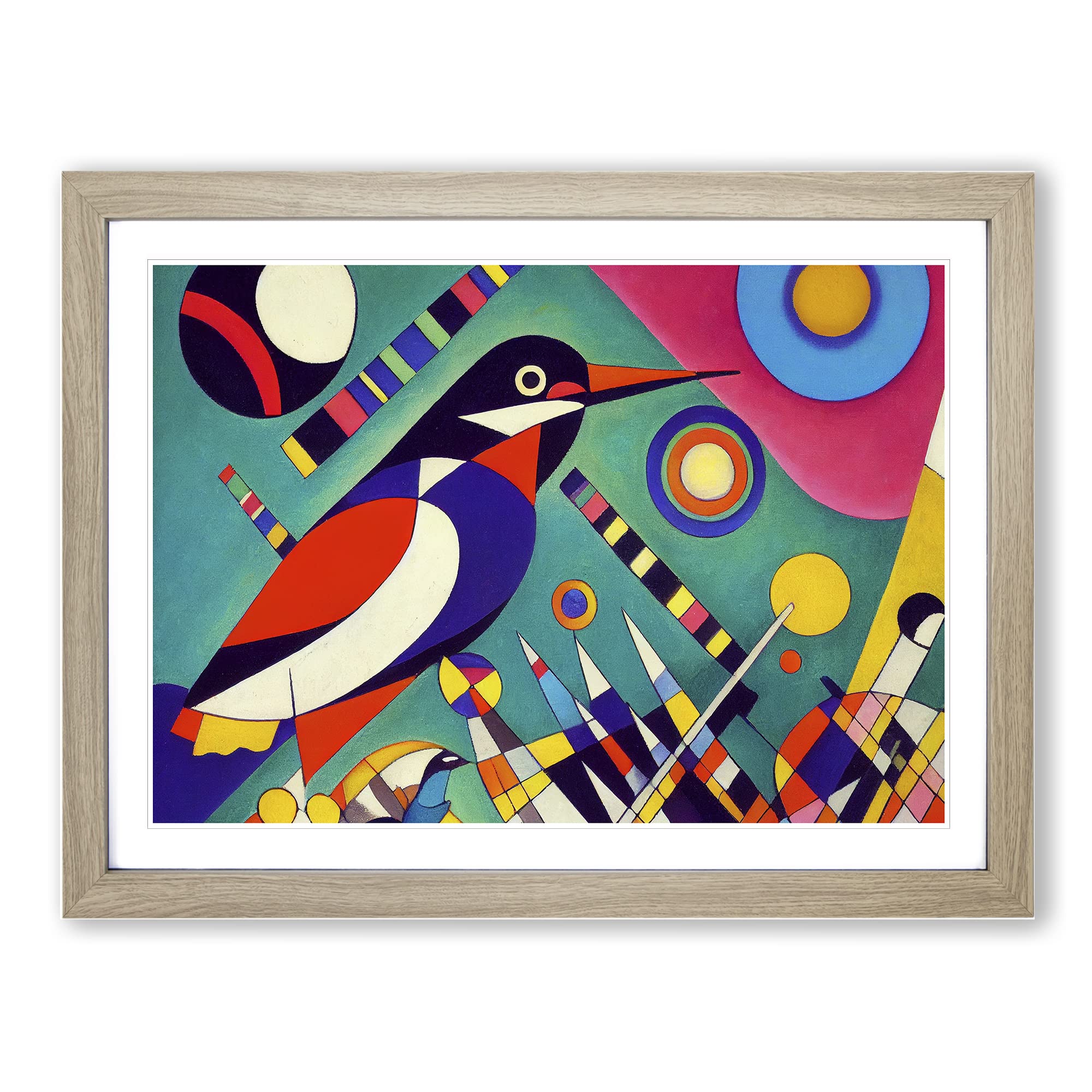 Abstract Kingfisher Bird Vol.1 Framed Print | A4 Oak Framed Wall Art | Ready to Hang | Abstract Fantasy Picture | Living Room Bedroom Lounge Office