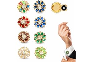 8 Styles Button Covers for Women Blouses Flower Rhinestone Button Covers Colorful Crystal Button Jewelry Clips Set for Men Sh