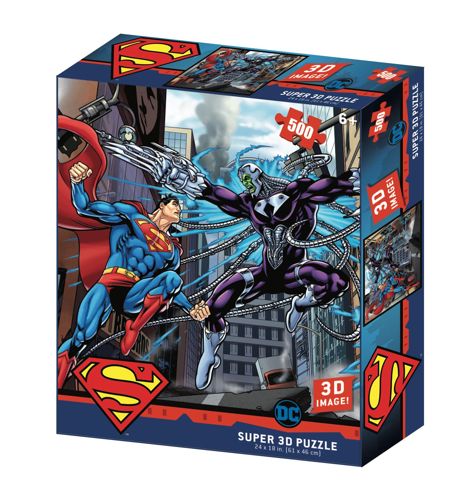 DC Comic SM32522 Superman vs Electro Puzzle 3D Effect Jigsaw, Multicolour