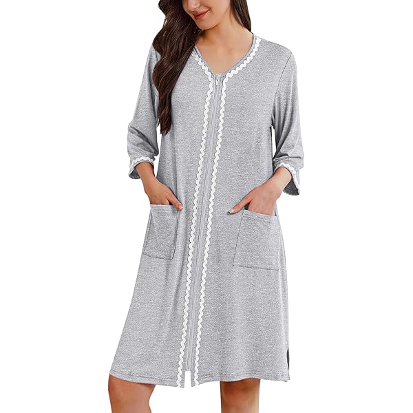 Ekouaer Womens Zip Front Housecoat Amazon Womens Robes With Zipper