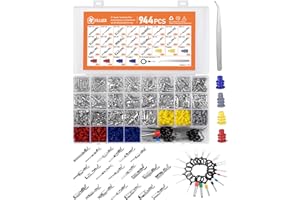 Filluck 944Pcs Pin Connector Kit,Car Electrical Wire Connectors Terminal Pins,21Type Non-Insulated Plug 1/1.5/1.8/2.2/2.8/3.5mm,Removal Male Female Crimp Pins,Large Quantity&Easy Store