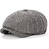 IDASHPO Men's Wool Newsboy Cap 8-Panel Tweed Taxi Hat Herringbone Gatsby Flat Hats